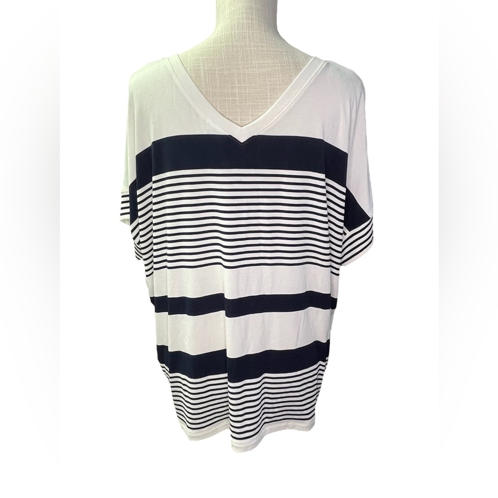 CAbi #5925 Sailor Tee Navy and White Striped Short Sleeve Tee - Picture 5 of 7